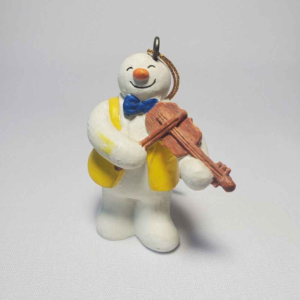 Snowman Playing Violin Vintage Christmas Ornament